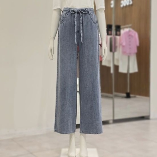 쥬크 허리통밴딩 벨티드 와이드 데님팬츠 V253PSA919