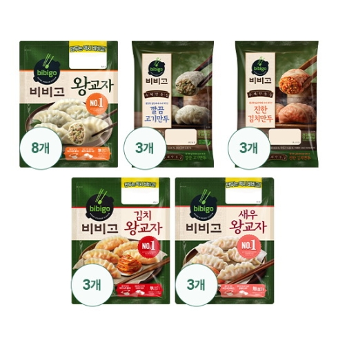 CJ 비비고 왕교자 8봉+새우왕교자 3봉+김치왕교자 3봉+수제 진한김치만두 3봉+수제깔끔 고기만두 3봉 총 20봉_이미지