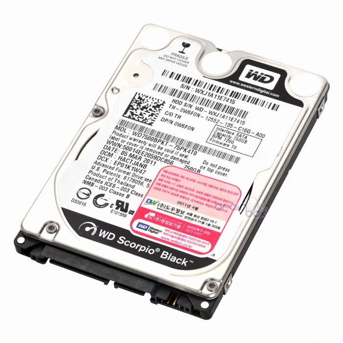 Western Digital WD MOBILE BLACK SATA2/7200/16M/노트북용 (WD7500BPKT, 750GB)_이미지