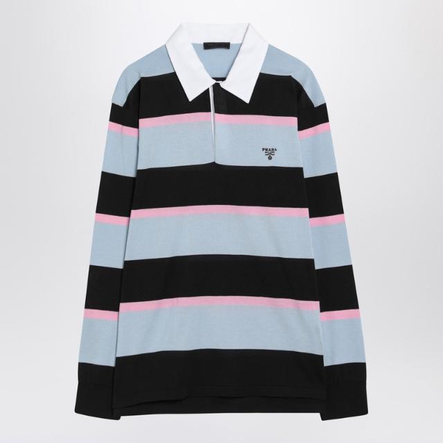 프라다 Striped polo in silk and cotton UMB990OOO16L3/Q -F0002