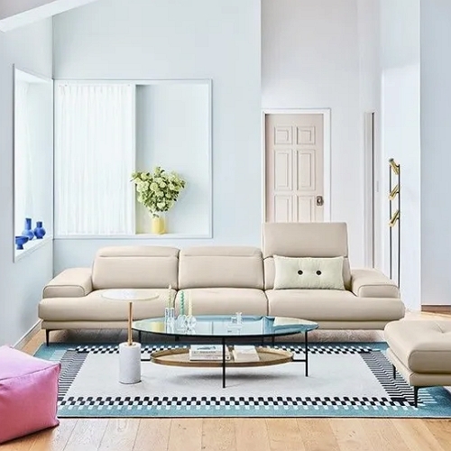 에싸 아르떼 헤드기능 베티버 천연가죽 소파 4인용 (스툴포함)