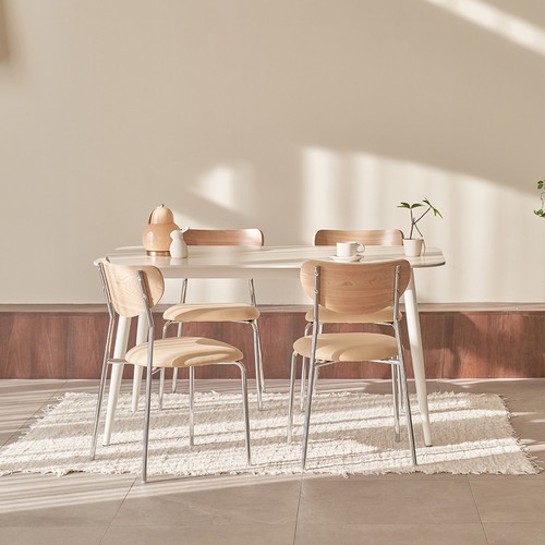 포더홈  포린 화이트 프레임 포세린 세라믹 식탁 1200 (의자별도)