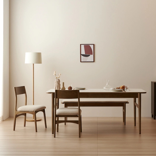 모모드 에이미 원목 포세린 세라믹 식탁 1400 (의자2개+벤치1개)