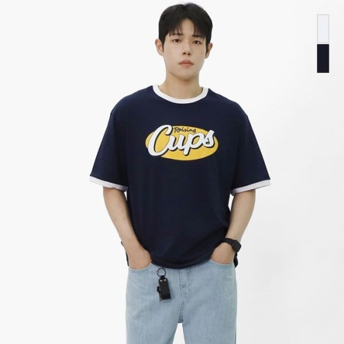 스콰즈 남자 링거티셔츠 오버핏 반팔티셔츠 ZLC005_이미지