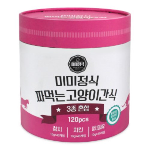 테비토퍼 미미정식 짜먹는 고양이간식 핑크 1200g (10g x 120p) (1개)_이미지