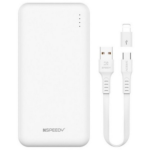 디엠케이코리아 SPEEDY 10W 슬림 듀얼 보조배터리 BND-2PCPPB100A 10000mAh (케이블포함, 1개)