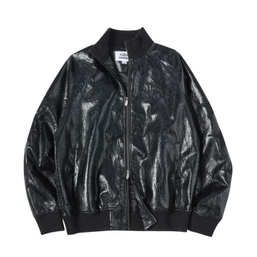 스타 슬리브 신세틱 레더 자켓 블랙 157182