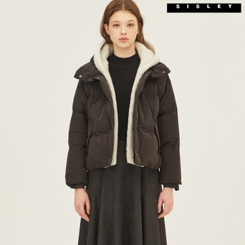 시슬리 시슬리 무스탕 후드 패딩 D37261_BK