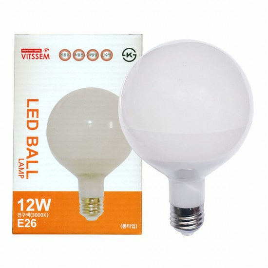 비스코 LED 빛샘 롱타입 볼전구 전구색 12W (3개)