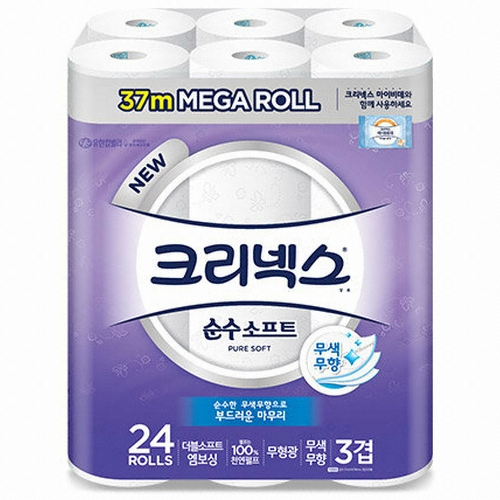 크리넥스 순수 소프트 37m (24롤) (4팩)_이미지