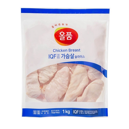 올품 IQF 닭가슴살 슬라이스 1kg (5개)_이미지