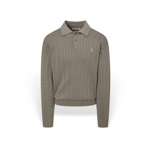 LF 헤지스 남성 브라운 쿨코튼 케이블 카라 니트_HZSW5F253W2