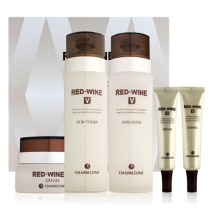 참존 여성 여자 40대 기초 스킨 로션 화장품 세트 레드와인V 3종 기획