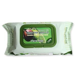 한가닉 드라마 매직 내츄럴 올리브 클렌징 티슈 120매 (1팩)_이미지