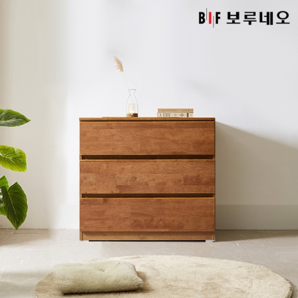 BIF보루네오 앳홈 테드 브라우니 원목 3단 서랍장 800_이미지