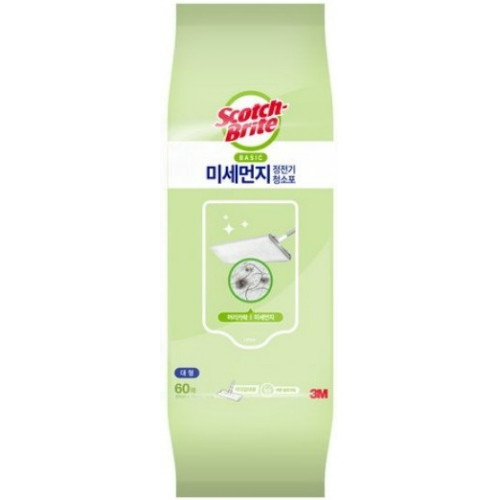 3M 스카치브라이트 ㅤ베이직 미세먼지 정전기 청소포 대형 60매 (1개(60매))_이미지