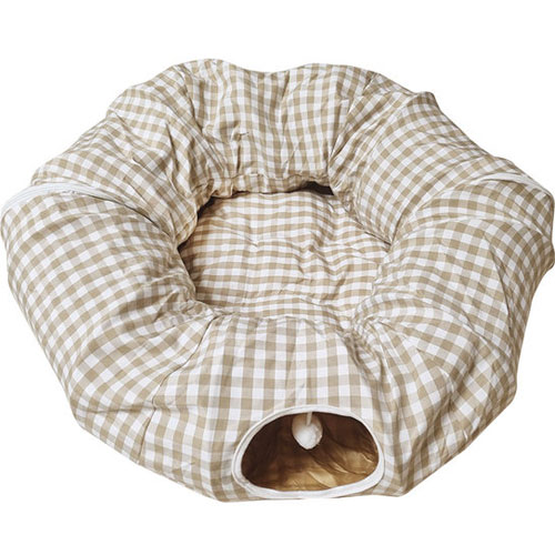 [불명] 원형 숨숨 캣 터널 크림 베이지