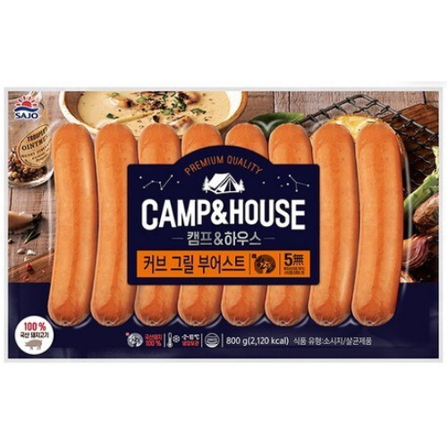 사조대림 사조 캠프앤하우스 커브 그릴 부어스트 800g (4개)_이미지