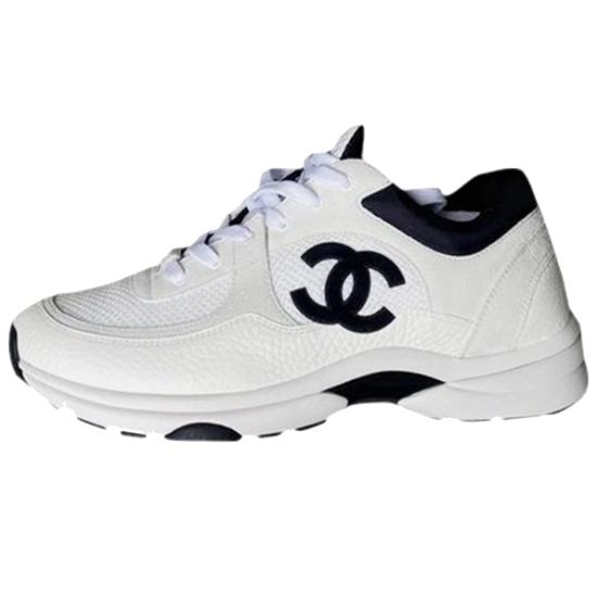 샤넬 스니커즈 메쉬 스웨이드 카프스킨 (화이트+블랙)_이미지