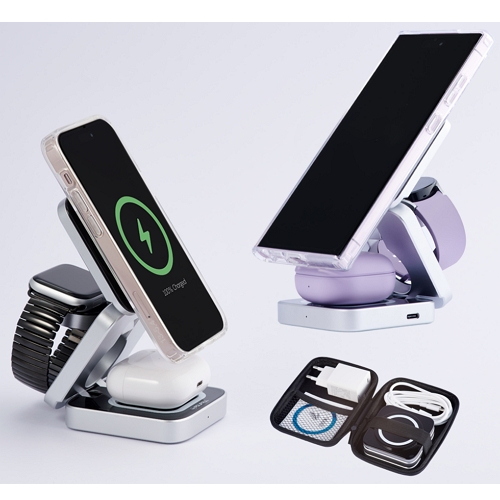 폴리폴 3in1 맥세이프 접이식 무선충전기 PF-WCSBA