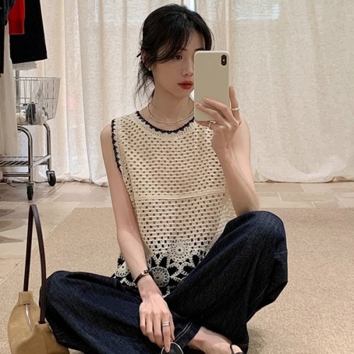 패션라인 BL10276_지젤니트나시/레이스/빈티지/썸머룩/페미닌 원칼라/FREE