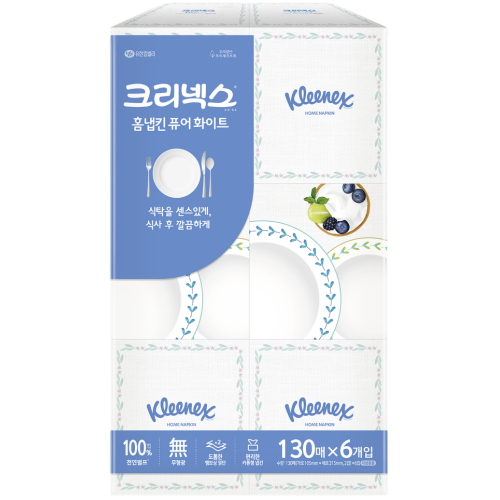 크리넥스 홈냅킨 퓨어 화이트 130매 (6입)이미지입니다. 누르면 해당 게시물로 새창이동합니다.
