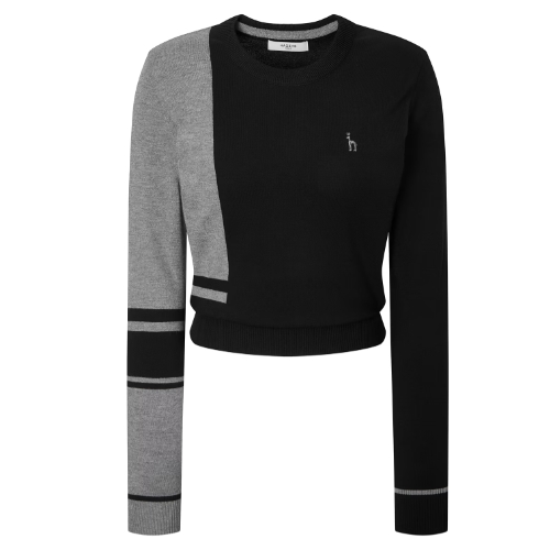 헤지스골프 컬러 블럭 로고 니트 WWSW4C611BK_이미지