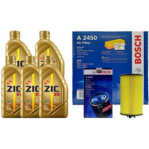 SK엔무브 지크 X9 FS 5W30 5L + 보쉬필터 쉐보레 말리부 2.0/2.4 가솔린_이미지