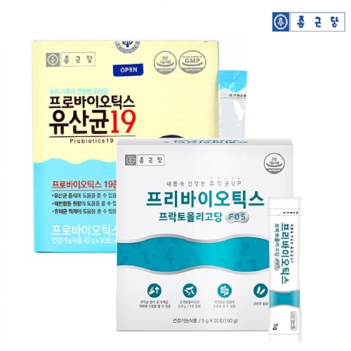 프리바이오틱스 프락토올리고당 FOS 5g 30포 +프로바이오틱스 유산균19 2g 30포