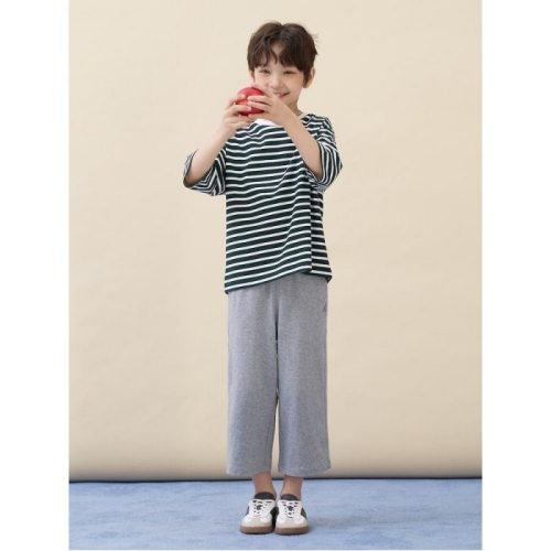 빈폴 키즈 7부 스트라이프 상하세트 그린 BI6341U01M_이미지