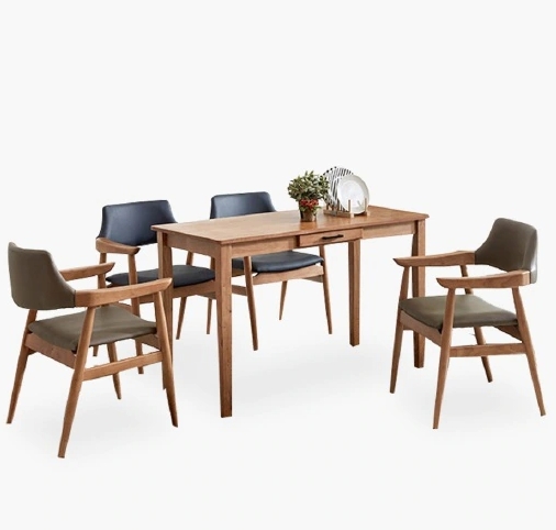 엠하우스 미네뜨 원목 식탁 1200 (가죽팔걸이의자4개)