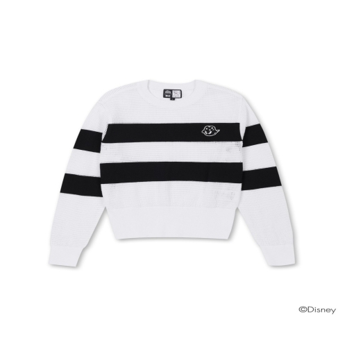  왁 Women Mesh Stripe Sweater WWWAX24311WHX