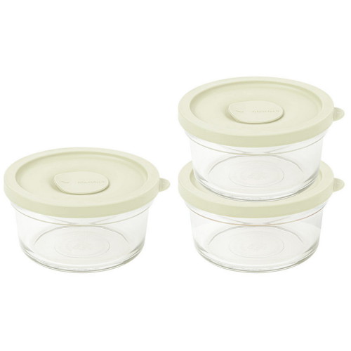 글라스락 렌지쿡 촉촉한 햇밥용기 원형 코코넛 밀크 350ml (3개)_이미지