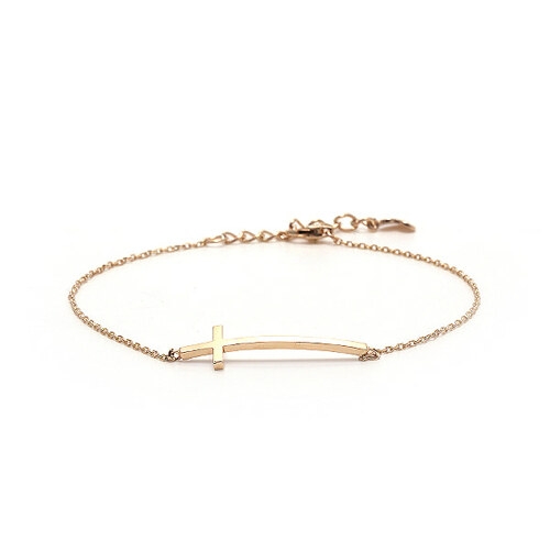 비앤비골드 14K 비앤비골드 팔찌 심플 십자가 금팔찌 NPB10770 팔찌_이미지