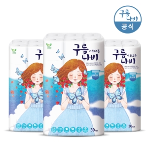  그랜드유니버셜트레이딩코리아 구름나비 더 클래식 천연펄프 3겹 27m (30롤) [3팩]