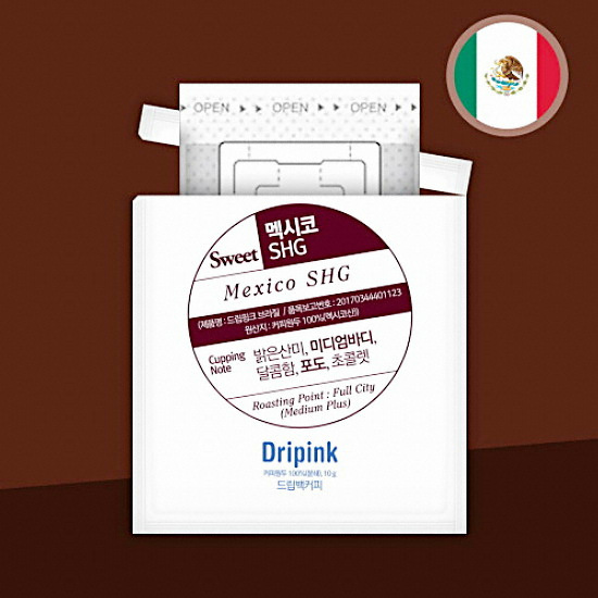 드립핑크 멕시코 SHG 10g 드립백커피이미지입니다. 누르면 해당 게시물로 새창이동합니다.