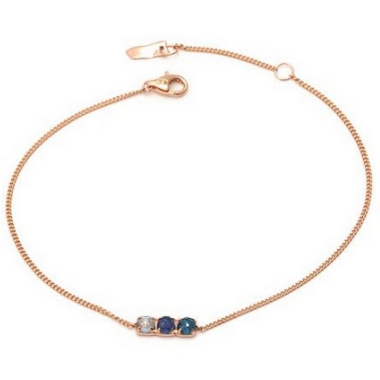 비앤비골드 14K 심플 3색 체인 아쿠아마린 팔찌 JNB23060_이미지