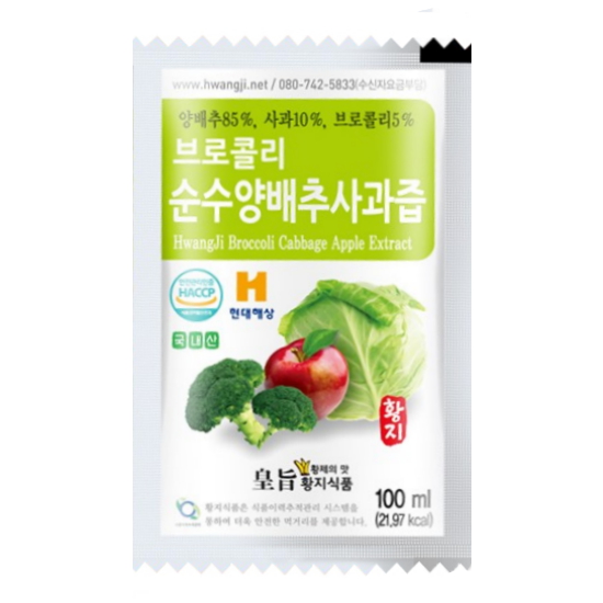 황지네이처 순수 양배추사과즙 100ml 30포 (2개)