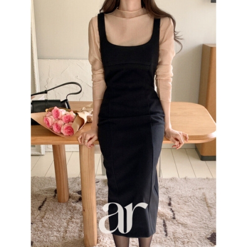 아뜨랑스 레이어드코디/몸매보정 헤이디 뷔스티에 롱 원피스 op16251