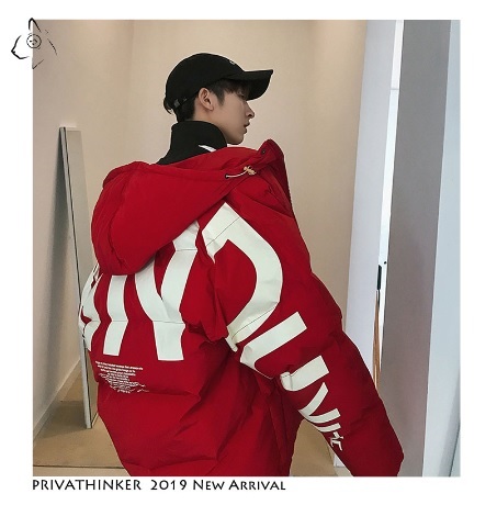  Privathinker 남성 루즈핏 후드 프린트 패딩 점퍼 상품이미지