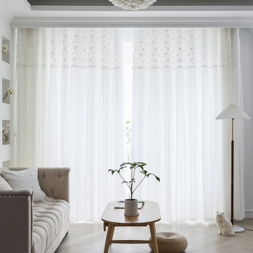 지나송 세레나 웨딩스타일 암막 이중 커튼 (2장, 소형, 130x230cm)_이미지