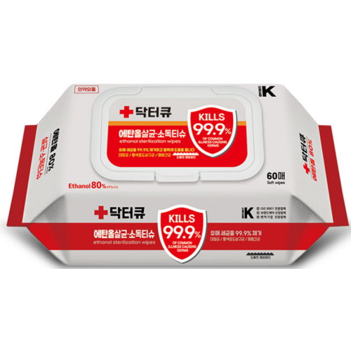 닥터큐 에탄올 살균 소독티슈 캡형 60매 (10팩)_이미지