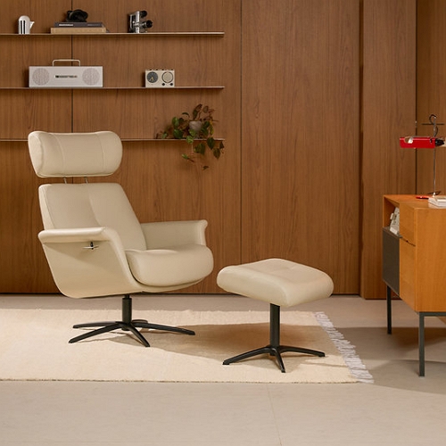 릴로 SO302 전체 내추럴 천연가죽 리클라이너 1인용