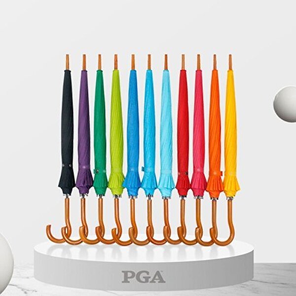 PGA 55X14K 컬러 단색 우드 곡자 손잡이 장우산 대형 우산-WFOIW86_이미지