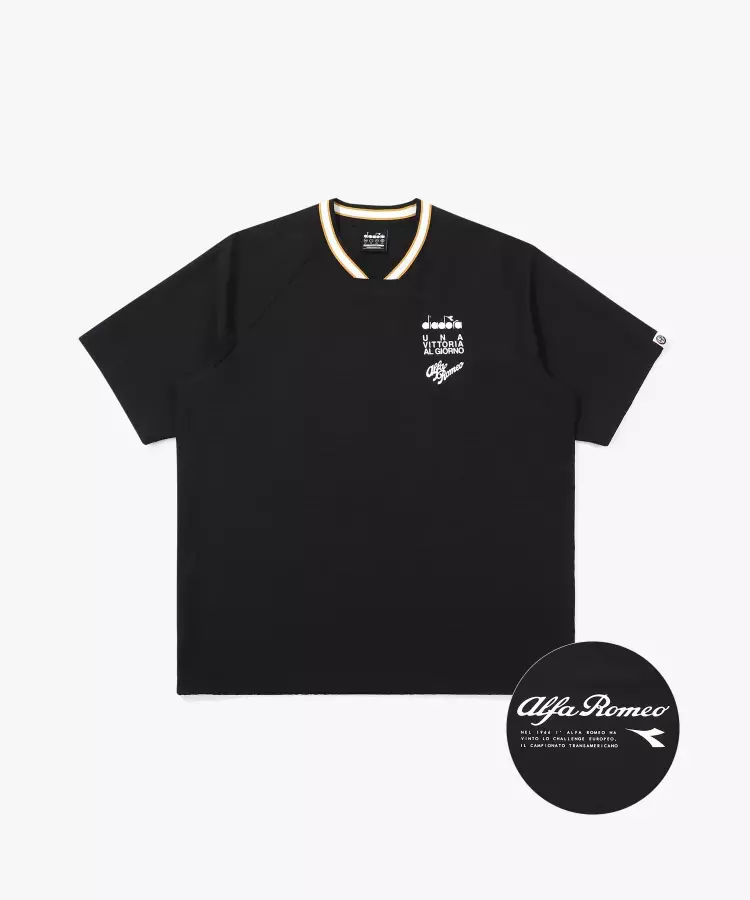 디아도라 알파로메오 시어서커 반팔 티셔츠 BLACK 4095143_이미지