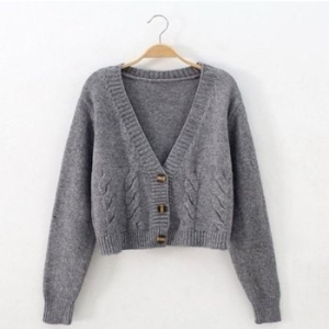 긴팔 브이넥 꽈배기 단추포인트 니트 가디건_WDB9095