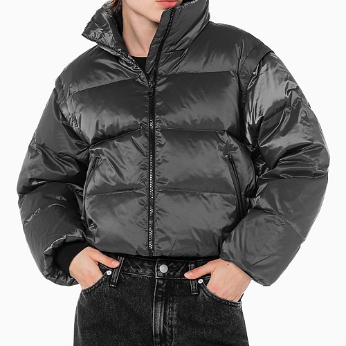 캘빈클라인 캘빈클라인진 투톤 글로시 디터쳐블 크롭 다운 점퍼 J223411 (PSM, 그레이)