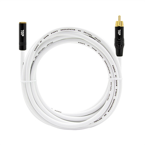 탑라인에이치디 HDTOP 3.5mm 스테레오 to RCA 화이트 케이블 (2m, HT-TP983)_이미지