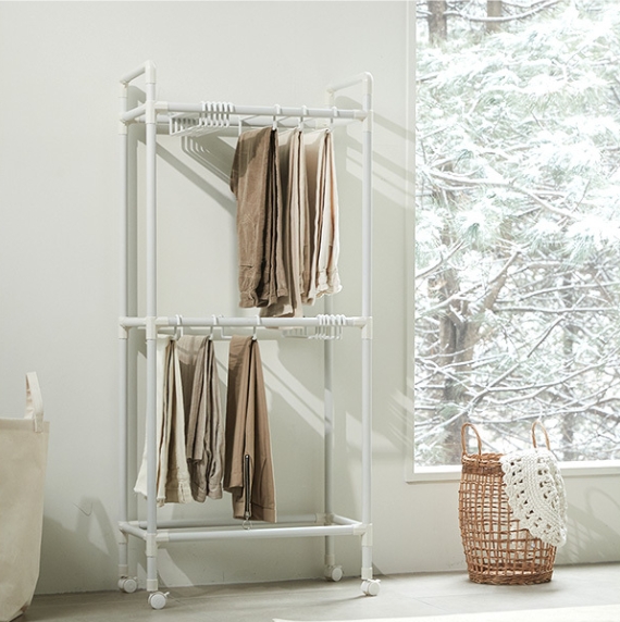 MF매직하우스 카트형 2단 이동식 바지걸이 행거_이미지