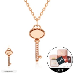 비앤비골드 14K 로렛트 타원 큐빅 열쇠 각인 커스텀 펜던트 SPP41965